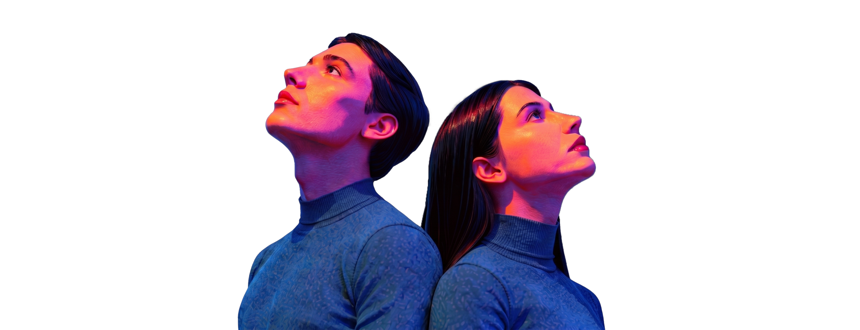 Two people looking up — symbolising buyers looking for answers