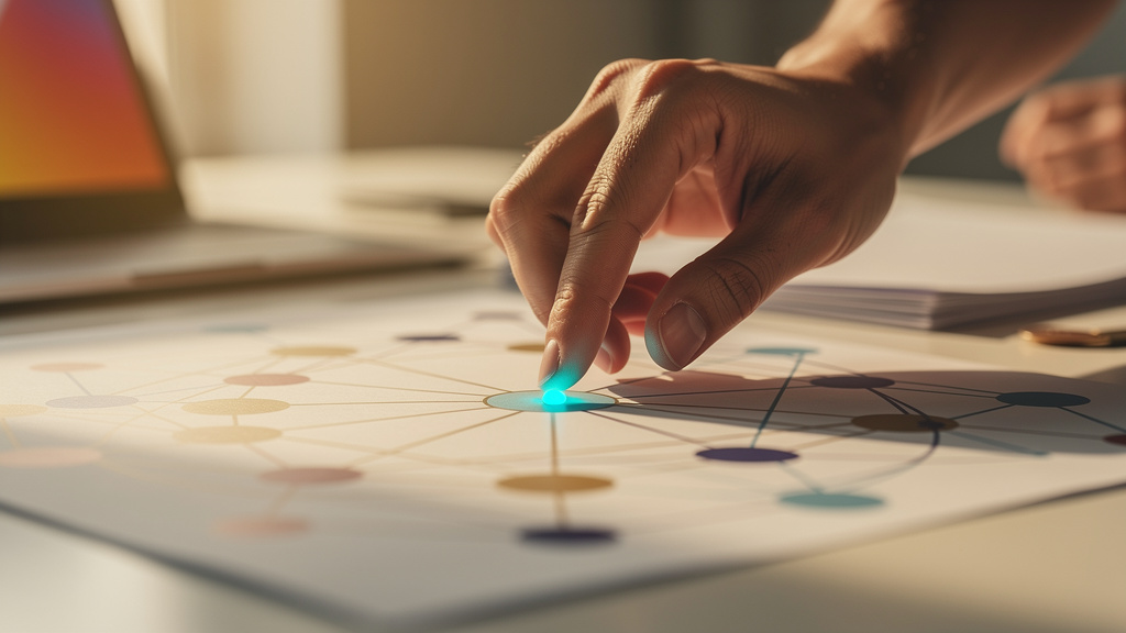 Series A SaaS founder and head of growth working at a small startup table planning citation strategy on paper