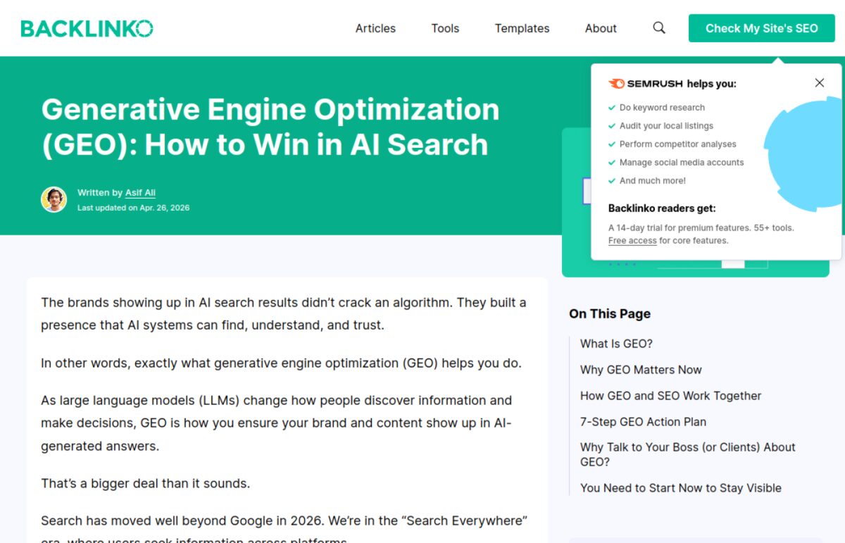 Source: Backlinko, Generative Engine Optimization