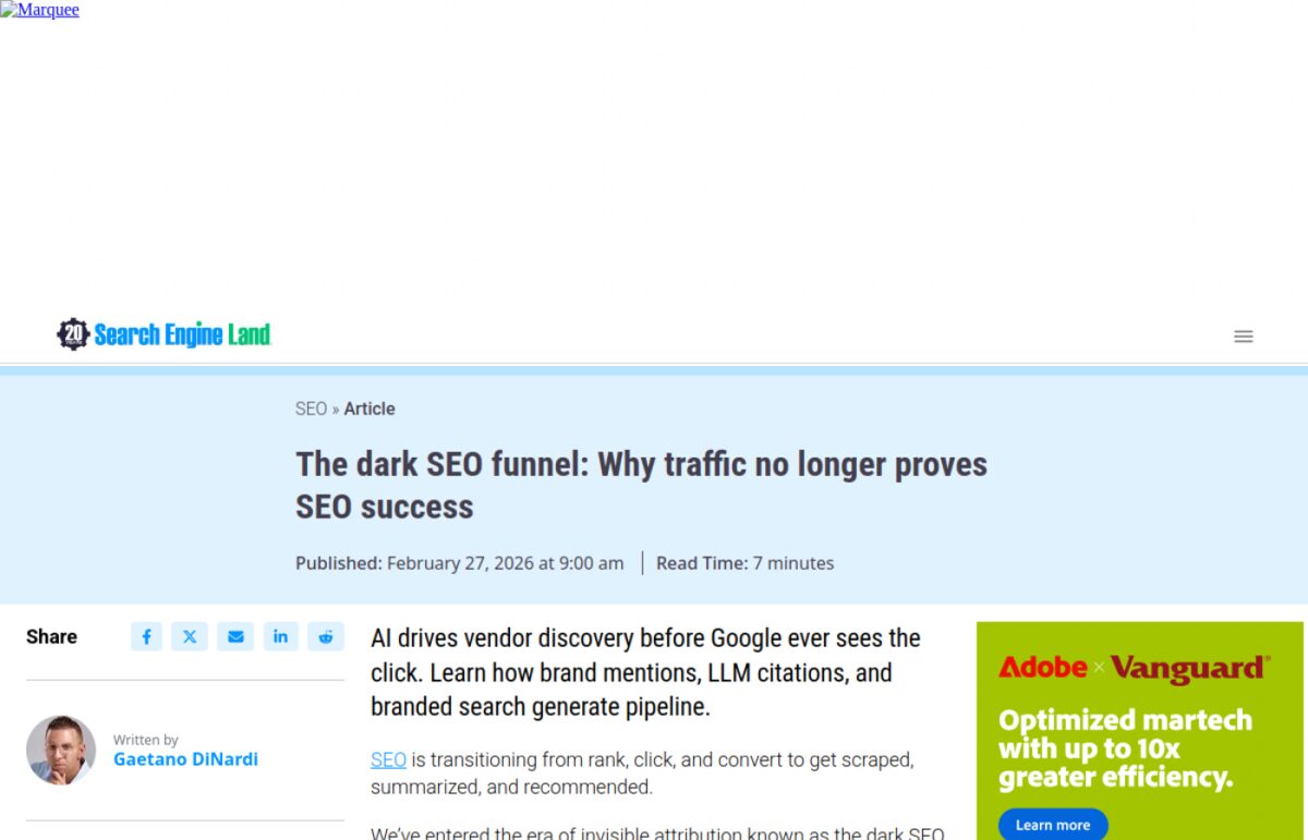 Source: Search Engine Land, Gaetano DiNardi on the dark SEO funnel