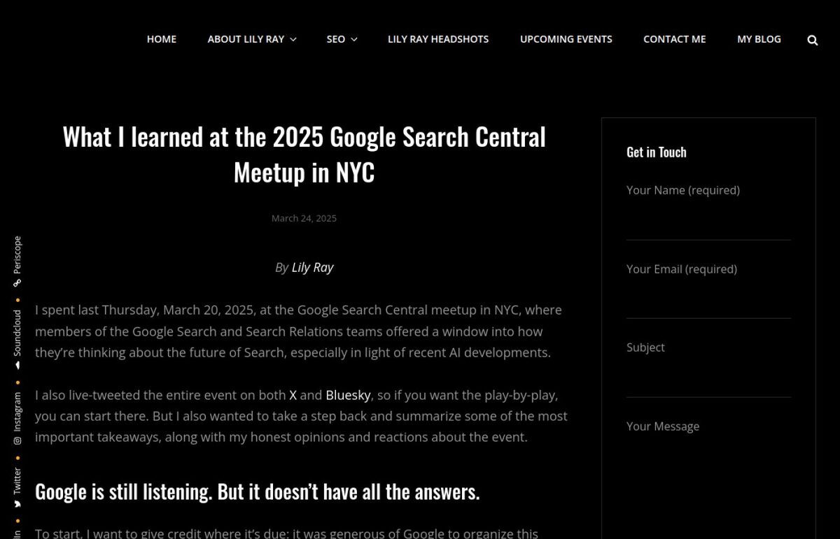 Source: lilyray.nyc, 2025 Google Search Central Meetup recap