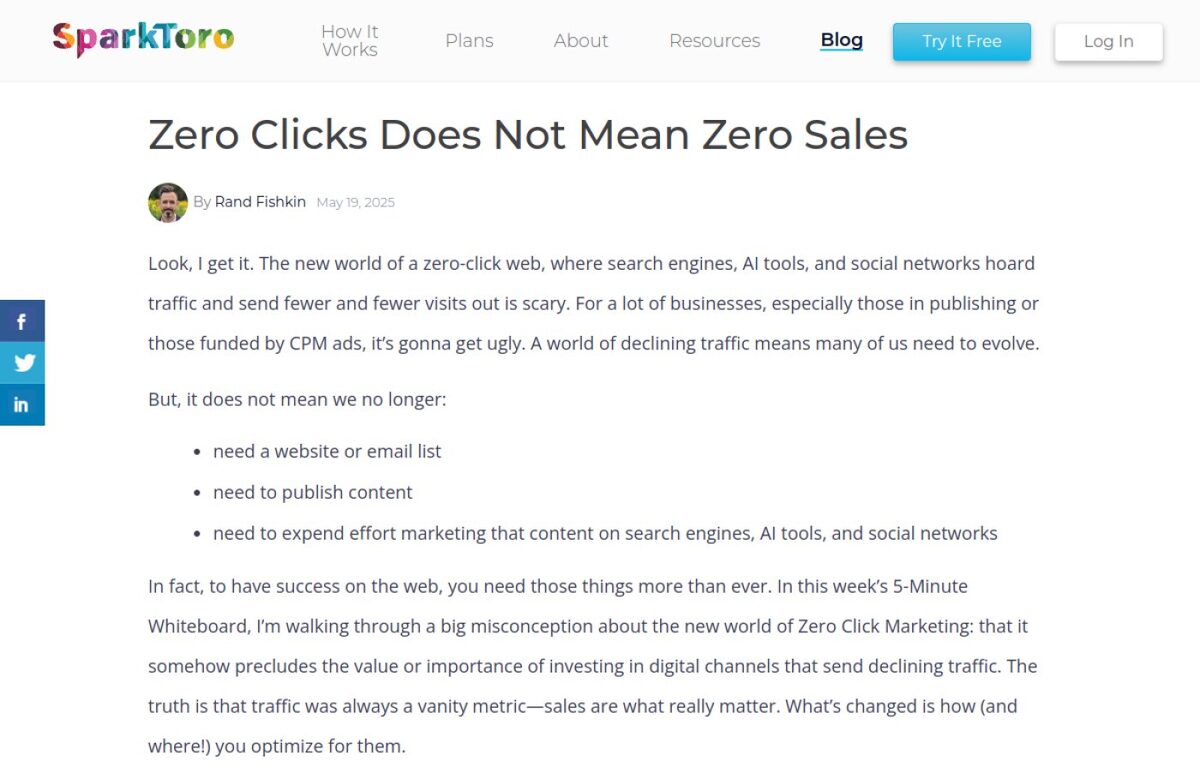 Source: SparkToro, Zero clicks does not mean zero sales